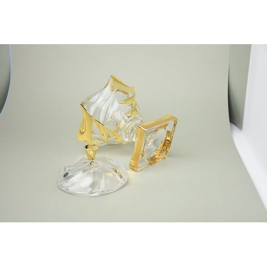 Footed box (dose) Flames 24 cm, gold decor, RoyalCrystal
