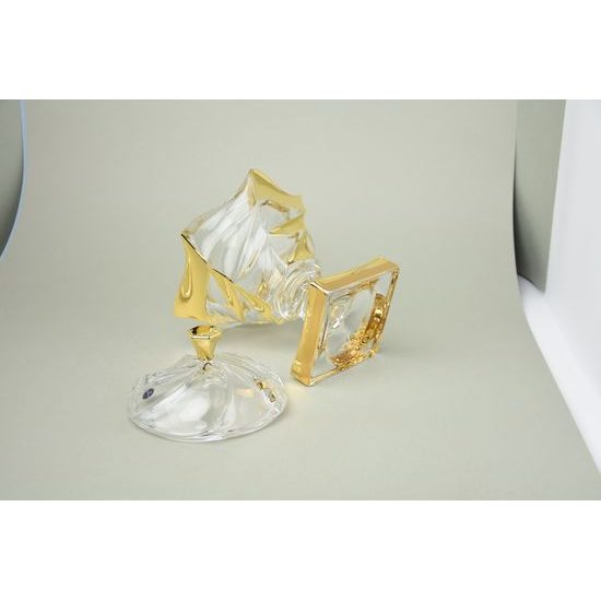 Mísa na noze s víkem (dóza) Flames 24 cm zlacená, RoyalCrystal