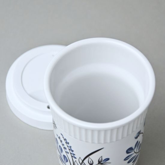 Šálek ToGo 300 ml, Modro - černé kvítí, Benedikt dvoustěnka