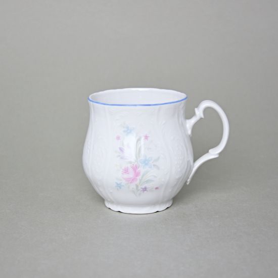 Hrnek Jonáš 310 ml, Thun 1794, karlovarský porcelán, BERNADOTTE modro-růžové kytičky