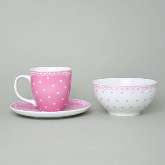 Tom 30357b0 Pink: Breakfast set 3 pcs., Thun 1794 Carlsbad porcelain