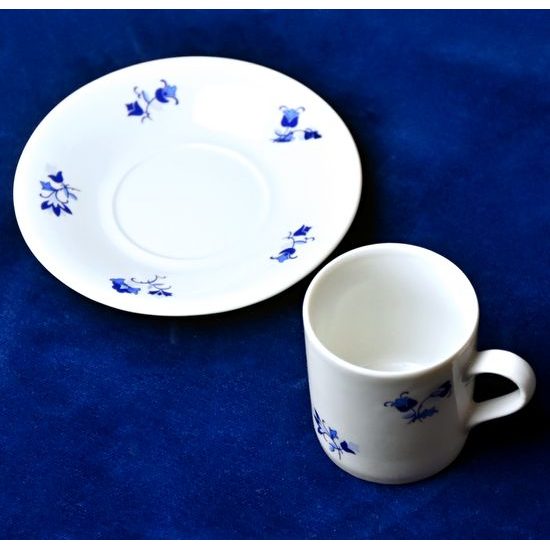 Šálek mokka 70 ml + podšálek 115 mm Jasmin, modré kvítky, Český porcelán a.s.