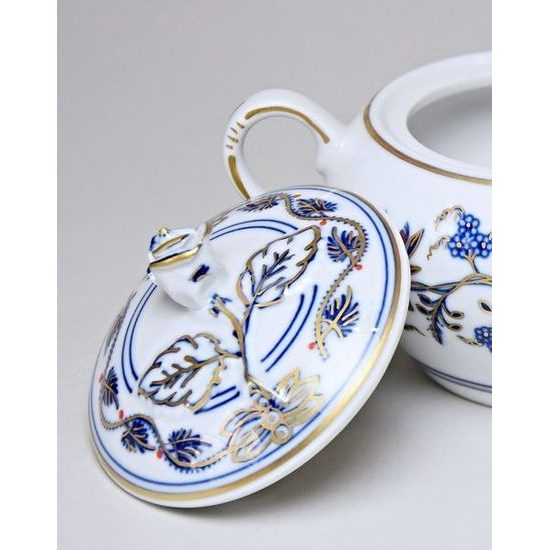 Víčko k cukřence s oušky bez výřezu 0,30 l, rubínová červeň + zlato + cibulák, Český porcelán a.s.