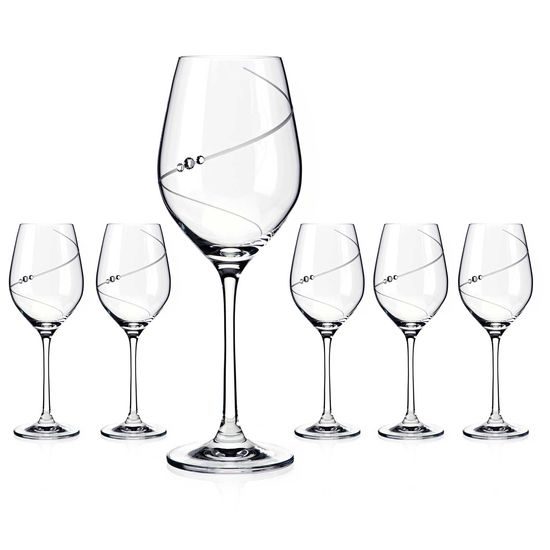 Silhouette Celebration - Set of 6 White Wine Glasses 360 ml, Swarovski Crystals