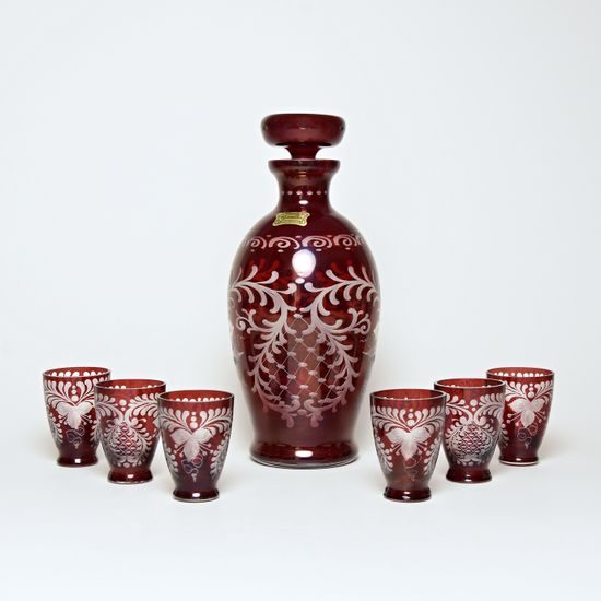 Egermann: Red Stain Liqueur Set, 22 cm, 7 pcs.