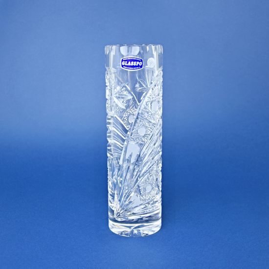Crystal Hand Cut Vase - Cylinder, Comet, 255 mm, GLASSPO / Crystal Bohemia