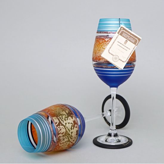 Studio Miracle: Sklenice na víno, Plážová romance 2ks, 12 cm, ruční dekorace Vlasta Voborníková