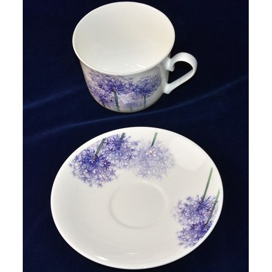 Alliums: Cup 420 ml and saucer breakfast, English Fine Bone China, Roy Kirkham