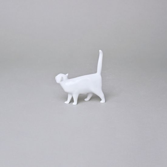 Cat Standing 7 x 2,3 x 8 cm, White, Royal Dux Bohemia