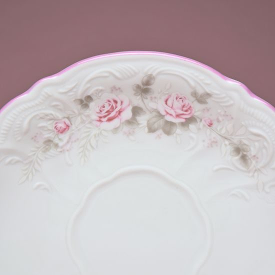 Pink line: Coffee cup and saucer 220 ml / 16 cm, Thun 1794 Carlsbad porcelain, BERNADOTTE roses