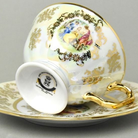 Šálek 200 ml na nožce a podšálek 15,5 cm čajový, Tři Grácie, porcelán Royal