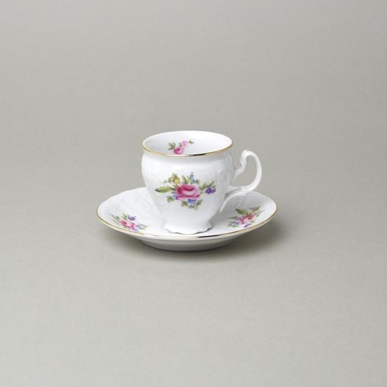 Šálek a podšálek Espresso 75 ml / 12 cm, Thun 1794, karlovarský porcelán, BERNADOTTE míšeňská růže
