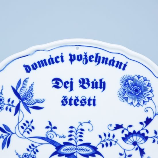 Blessing (in Czech language) 24,5 x 18 cm, Original Blue Onion Pattern