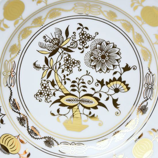 Talíř dezertní 19 cm, zlatý Cibulák, Český porcelán z Dubí