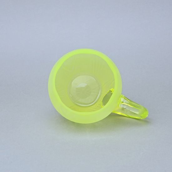Sklenice KŮRA s uchem - matná (uranové sklo), 500 ml, Sklárna Janov