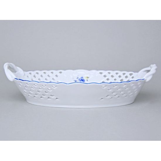 Basket oval perforated 28 cm, Forget-me-not, Český porcelán a.s.