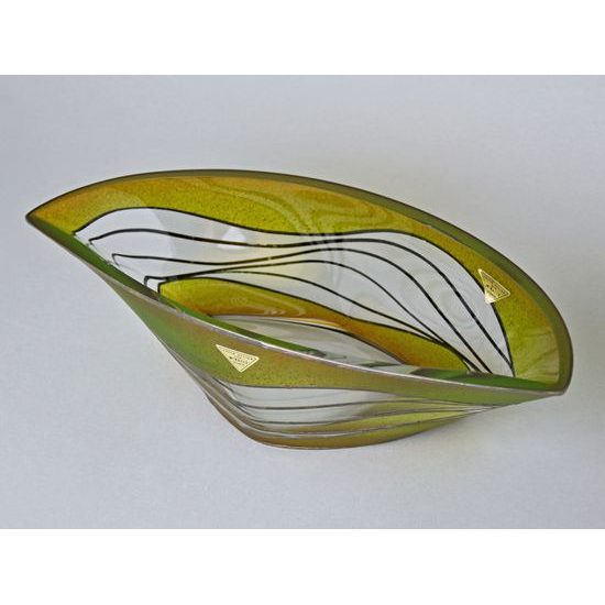 Studio Miracle: Mísa Ledvina zeleno-hnědá, 31 cm, ruční dekorace Vlasta Voborníková