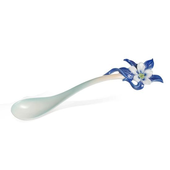 "COLUMBINE WILDFLOWERS"DESIGN SCULPTURED porcelain spoon, FRANZ porcelain