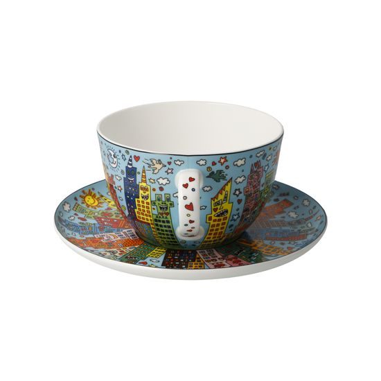 Cup and saucer James Rizzi - My New York City Day, 500 ml / 19 cm, Fine Bone China, Goebel