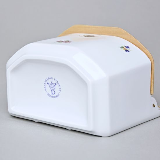 Slánka závěsná s dřevěným víčkem s nápisem Sůl 0,70 l, Rakouská házenka, Český porcelán a.s.