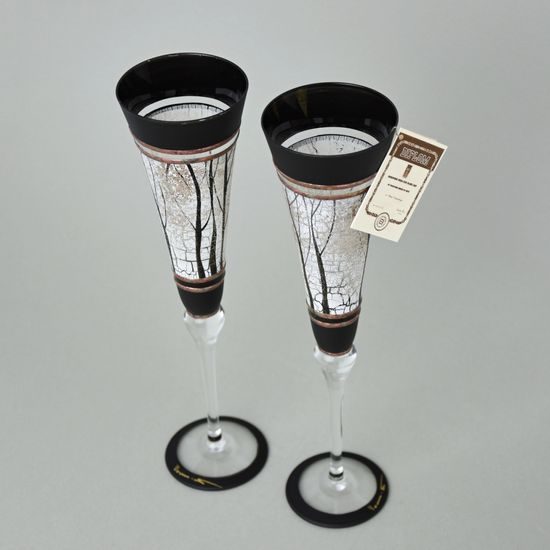 Studio Miracle: Champagne Glasses, 2 pcs. 180 ml, Hand-decorated by Vlasta Voborníková