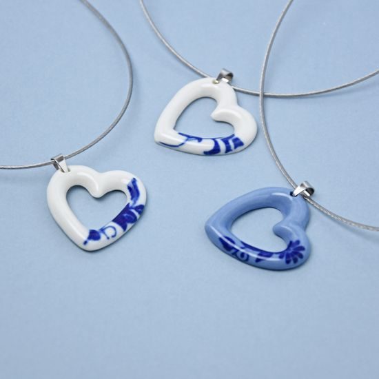 Necklace: Heart Onion Pattern (Blue), Porcelain Jewels Studio Mallys