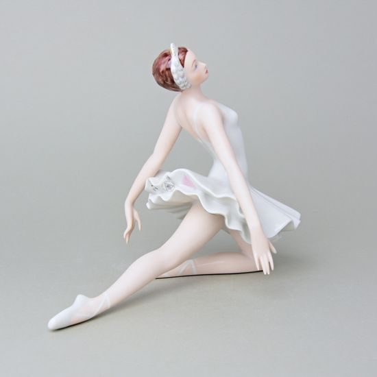 Ballet Dancer II. - White Dress, 22,5 x 15,5 x 19 cm, Natur + Gold, Porcelain Figures Duchcov