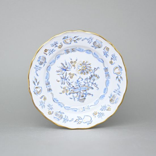 Elegance: Talíř dezertní 19 cm, zlato + modrá, Vilém Janoušek, Český porcelán a.s