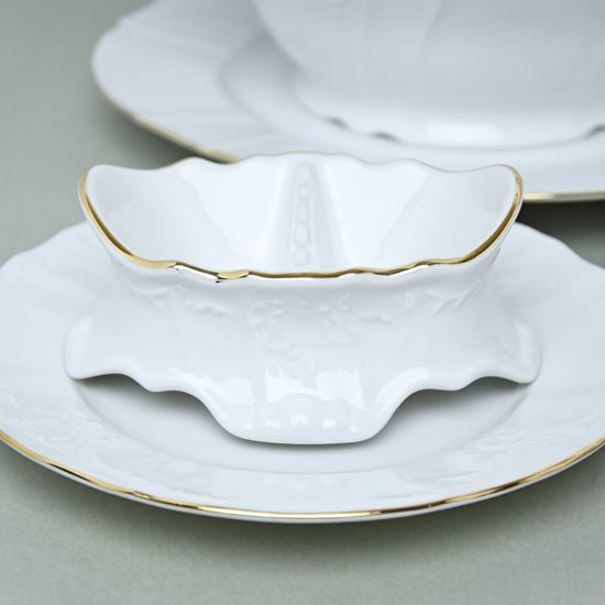 Dvojmistička slánka / pepřenka, Thun 1794, karlovarský porcelán, BERNADOTTE zlatá linka