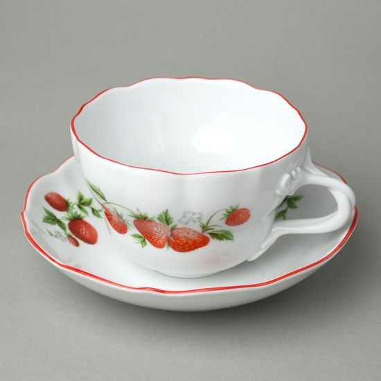 Šálek a podšálek D + D, 400 ml / 18,2 cm, jahody II, Český porcelán a.s.