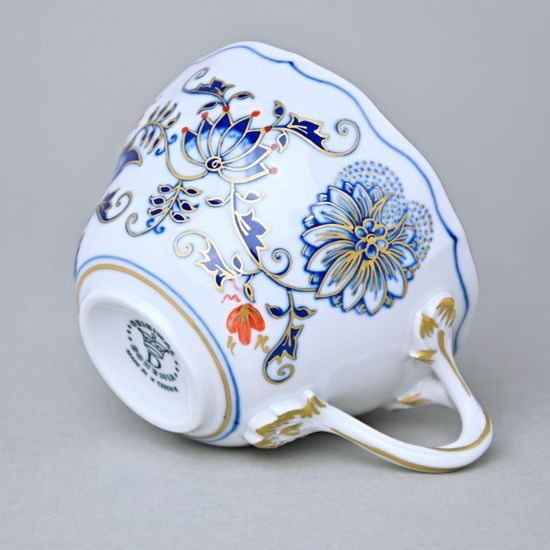 Šálek vysoký B 210 ml na kafe, rubínová červeň + zlato + cibulák, Český porcelán a.s.