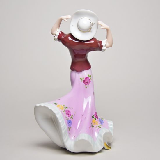 Lady With Hat 16 x 11 x 23 cm, Saxe, Porcelain Figures Duchcov