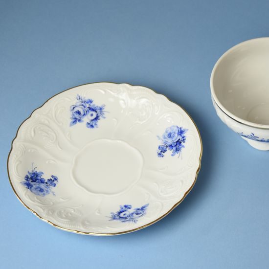 Tea cup and saucer 205 ml / 16 cm, Thun 1794 Carlsbad porcelain, BERNADOTTE blue rose