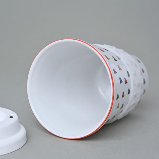 Pohárek To Go 310 ml na kávu se silikonovým víčkem, srdíčka, Český porcelán a.s.