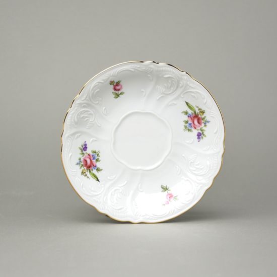 Podšálek 15,5 cm, Thun 1794, karlovarský porcelán, BERNADOTTE míšeňská růže