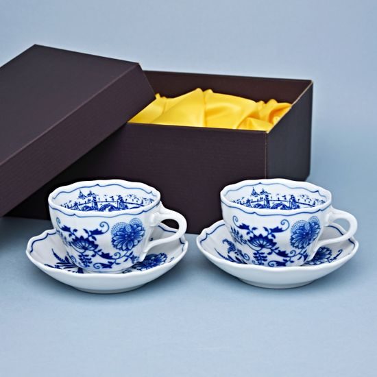 Cup + saucer B 210 ml coffee, set of 2 pcs. Prague Charles Bridge special edition, Original Blue Onion Pattern