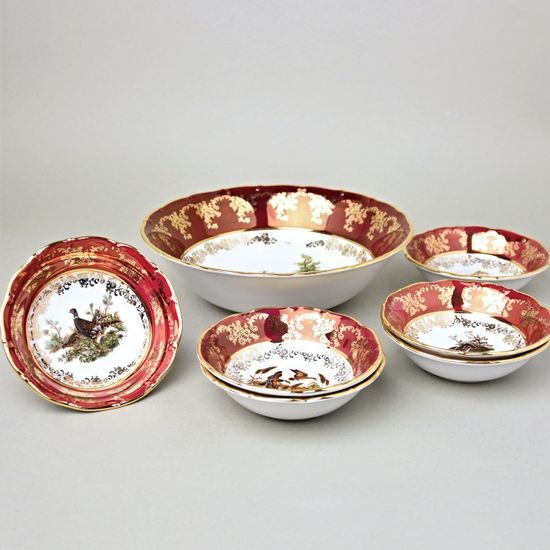 Compot set for 6 pers., Hunting - ruby, Carlsbad