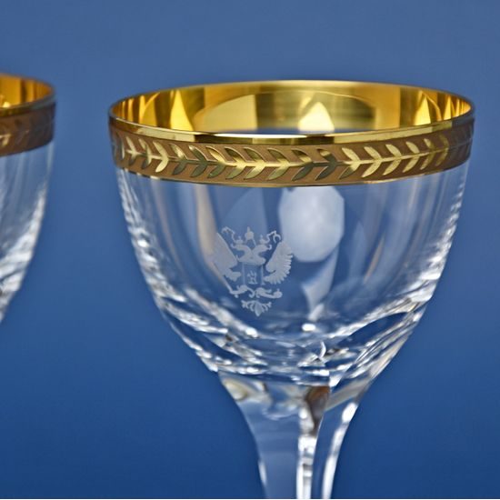 Wine Glasses 150 ml, Golden Stripe, 15,7 cm, set 2 pcs, Milan Mottl