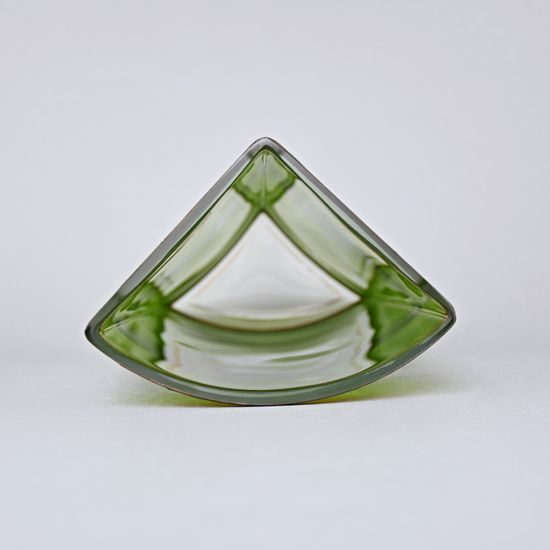 Studio Miracle: Váza tříhranná zeleno-hnědá, 26 cm, ruční dekorace Vlasta Voborníková