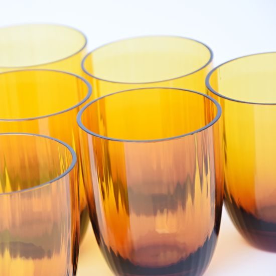 Crystal Glasses Tumbler 200 ml, Set of 6 pcs. Amber - Sponde, Kvetna 1794 Glassworks