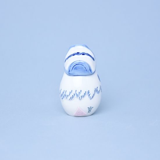 Egg Hen with hat 7,3 cm, Original Blue Onion Pattern