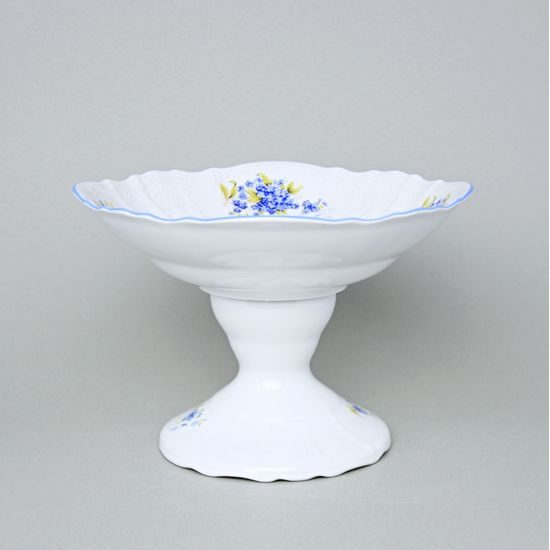 Bowl 25 cm on stand, Thun 1794 Carlsbad porcelain, BERNADOTTE Forget-me-not-flower