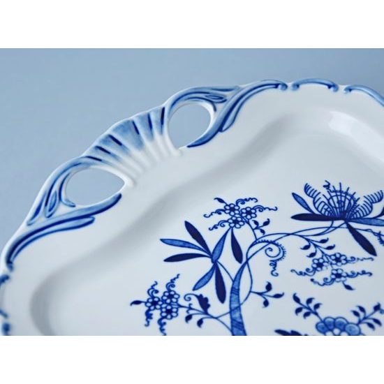 Platter Aida 30 x 25 cm on stand, Original Blue Onion Pattern