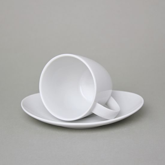 Cup 140 ml  plus  saucer 140 mm, Thun 1794 Carlsbad porcelain, Loos white