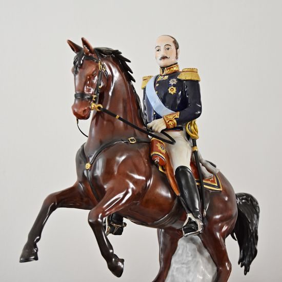 Mikuláš I. Pavlovič na koni, 39 x 15 x 37 cm, Porcelánové figurky Gläserne Porzellanmanufaktur