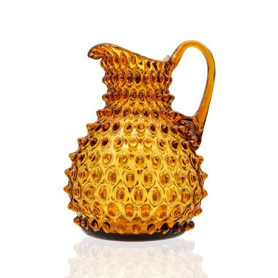 Crystal Jug 2000 ml, Amber - Polka Dot, Kvetna 1794 Glassworks