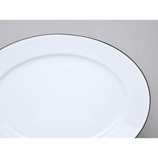 Dish oval flat 36 cm, NINA black line, Thun 1794 karlovarský porcelán