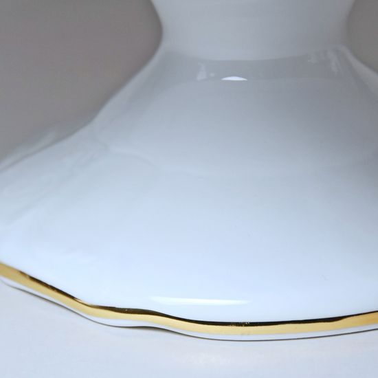Cake plate on stand 32 cm, Thun 1794 Carlsbad porcelain, BERNADOTTE gold line
