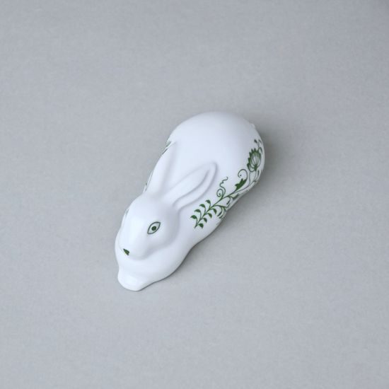 Zajíc ležící 10 cm, Cibulák zelený, originální z Dubí