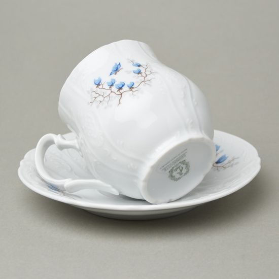 Hrnek Jonáš 310 ml + podšálek 155 mm, Thun 1794, karlovarský porcelán, BERNADOTTE motýli